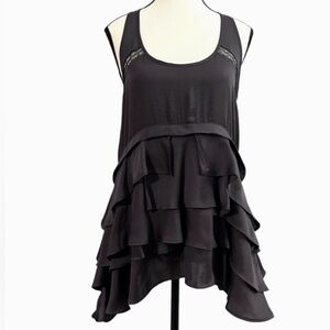 FRENCH CONNECTION - NWT! Charcoal Sleeveless Ruffled Tunic | S